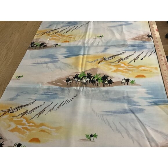 Hoffman California Vintage Silky Fabric Featuring Tropical Scene 4 Yards x 45" W - Picture 13 of 14